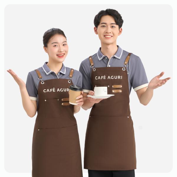 Áo polo phối cổ & tạp dề dài đồng phục