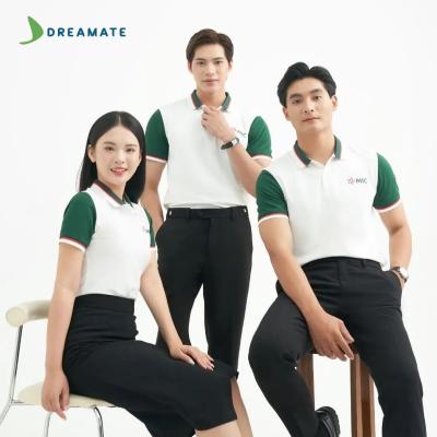Áo polo đồng phục xanh trắng MIC