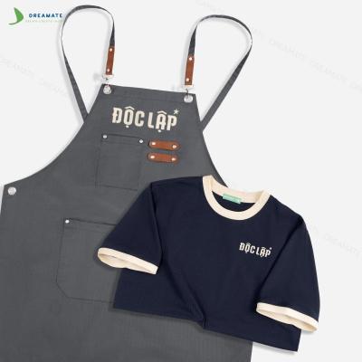 Áo thun phối cổ & tạp dề dài đồng phục