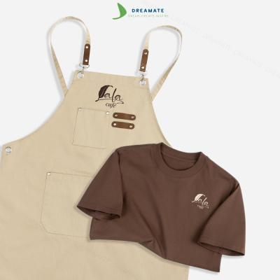Áo thun trơn & tạp dề dài đồng phục
