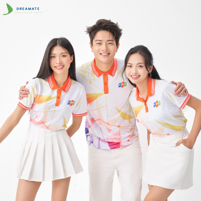 Áo đồng phục team building FPT trắng cam