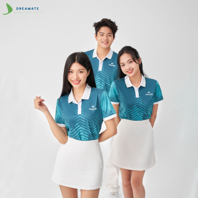 Áo đồng phục team building Manulife xanh trắng