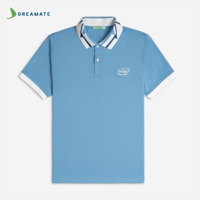 Áo polo đồng phục xanh phối trắng Intel