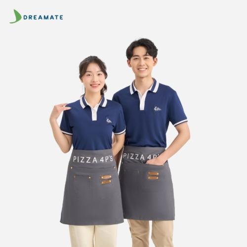 Đồng phục quán ăn Pizza 4PS xanh trắng