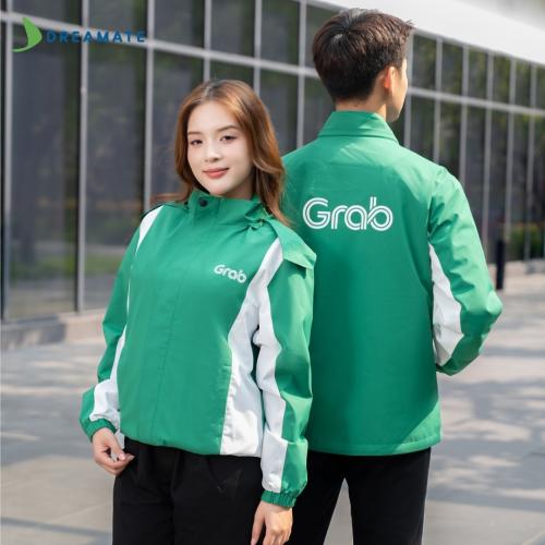 Áo khoác đồng phục Grab xanh trắng