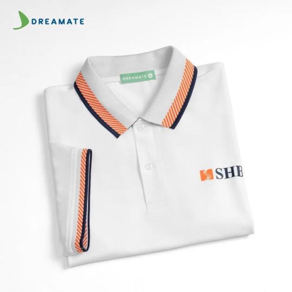 Áo polo đồng phục vàng trắng SHB