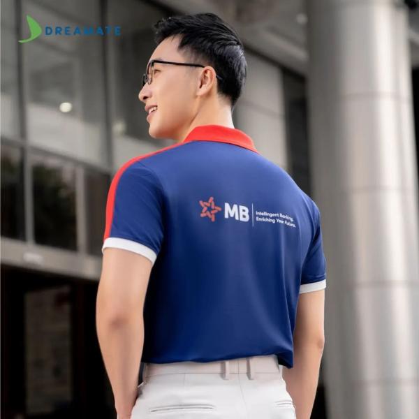 Áo polo đồng phục xanh đỏ MB Bank