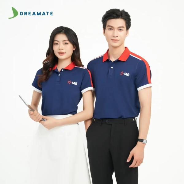 Áo polo đồng phục xanh đỏ MB Bank