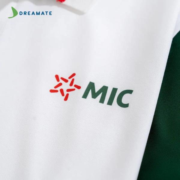 Áo polo đồng phục xanh trắng MIC