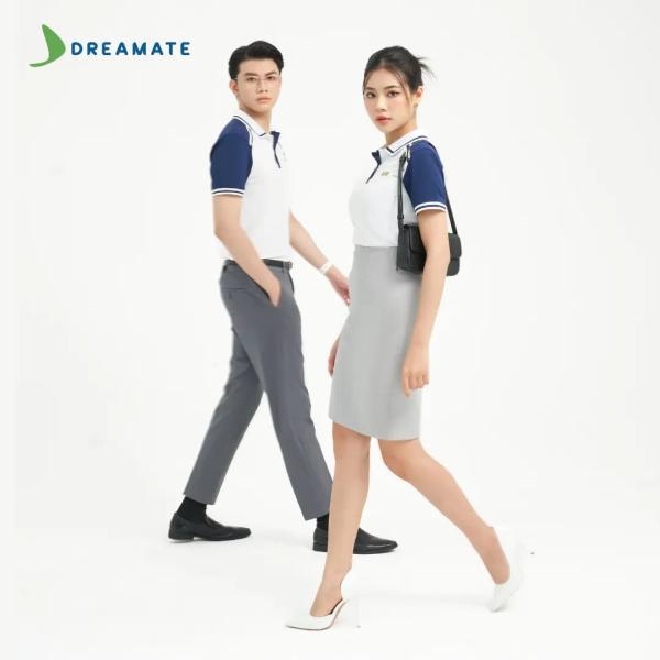 Áo polo đồng phục xanh trắng Nhà thuốc Long Châu