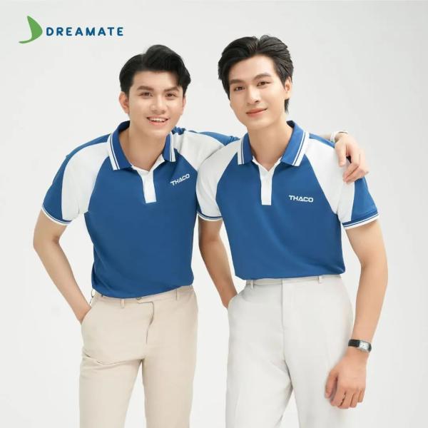 Áo polo đồng phục xanh trắng Thaco