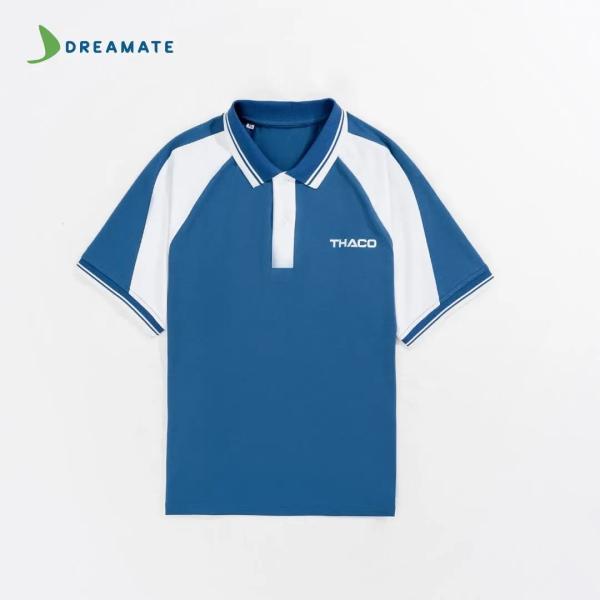 Áo polo đồng phục xanh trắng Thaco