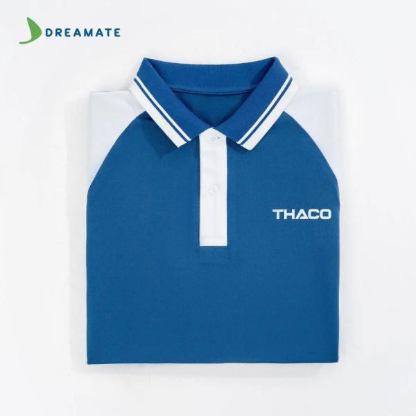 Áo polo đồng phục xanh trắng Thaco