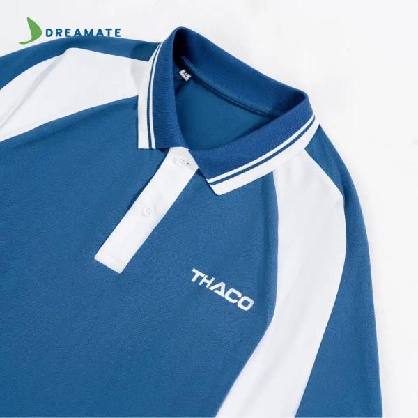 Áo polo đồng phục xanh trắng Thaco