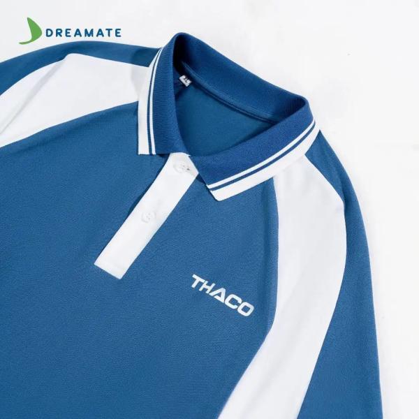 Áo polo đồng phục xanh trắng Thaco