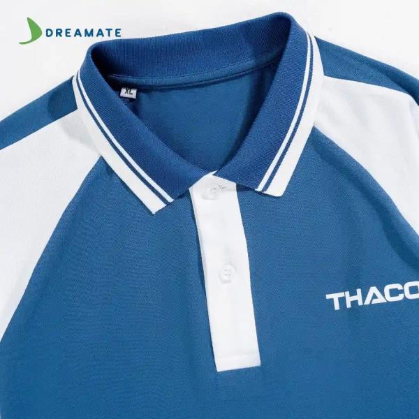 Áo polo đồng phục xanh trắng Thaco