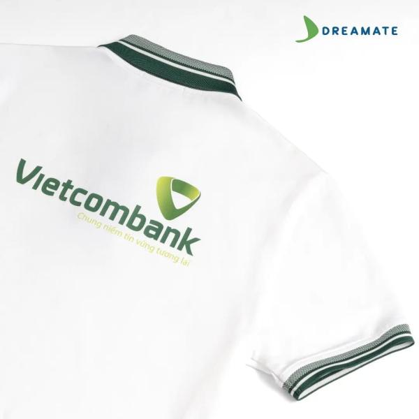 Áo polo đồng phục xanh trắng Vietcombank