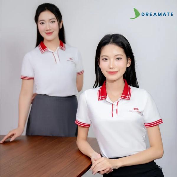 Áo polo đồng phục đỏ trắng Techcombank