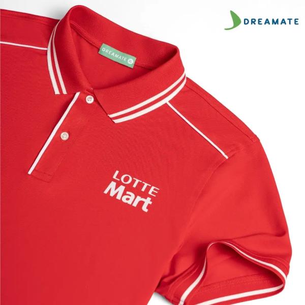 Áo polo đồng phục đỏ trắng Lotte