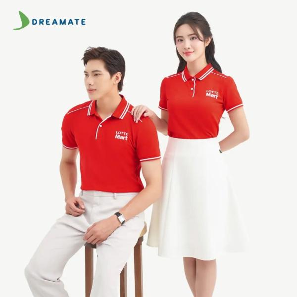 Áo polo đồng phục đỏ trắng Lotte
