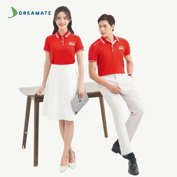Áo polo đồng phục đỏ trắng Lotte