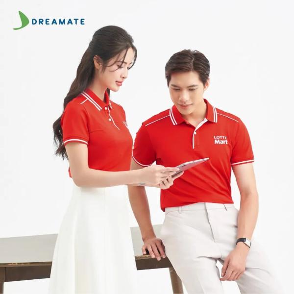 Áo polo đồng phục đỏ trắng Lotte