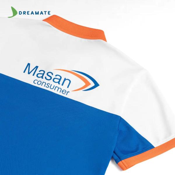 Áo polo đồng phục xanh trắng Masan
