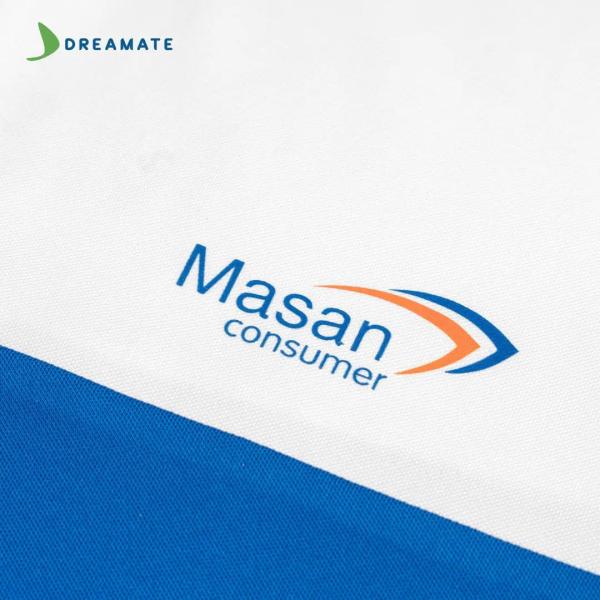 Áo polo đồng phục xanh trắng Masan