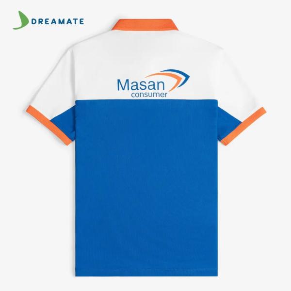 Áo polo đồng phục xanh trắng Masan