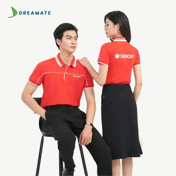 Áo polo đồng phục đỏ trắng Orion
