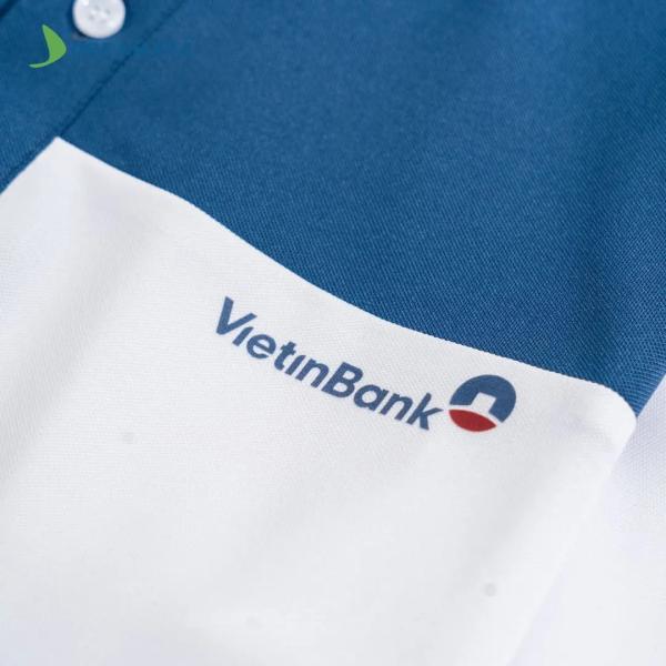 Áo polo đồng phục xanh trắng Vietinbank