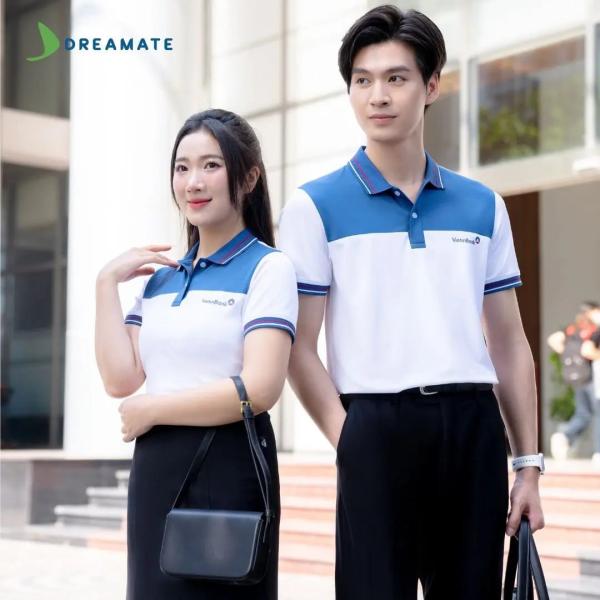 Áo polo đồng phục xanh trắng Vietinbank