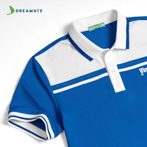 Áo polo đồng phục xanh trắng Vinamilk