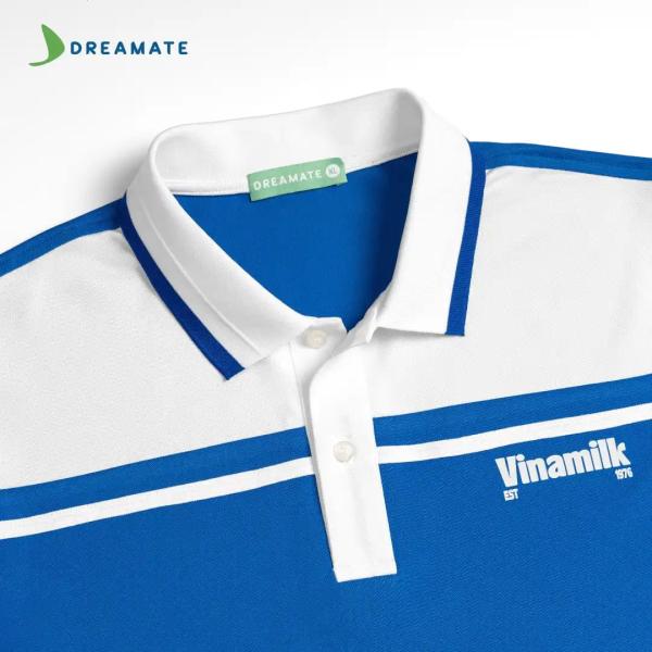 Áo polo đồng phục xanh trắng Vinamilk