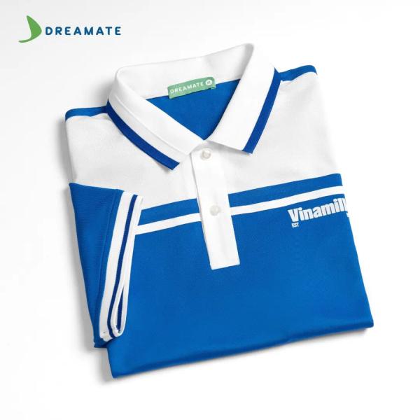 Áo polo đồng phục xanh trắng Vinamilk