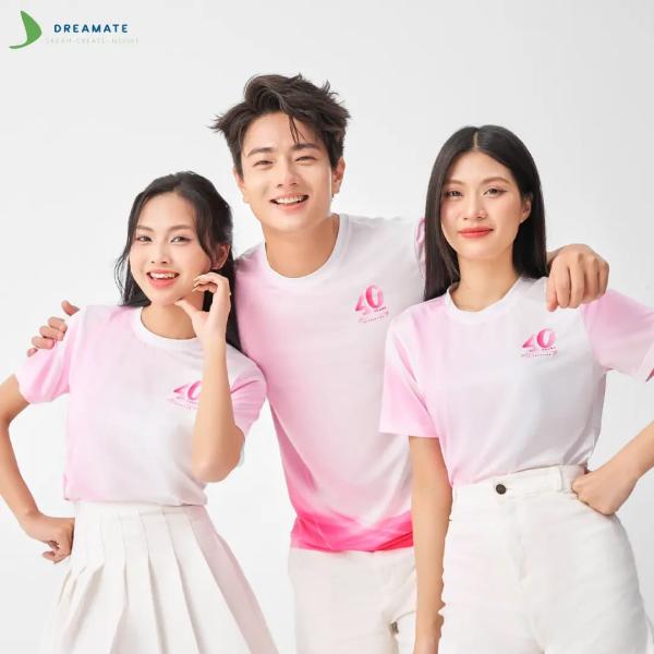Áo đồng phục team building Sông Hồng trắng hồng