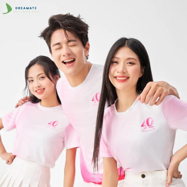 Áo đồng phục team building Sông Hồng trắng hồng