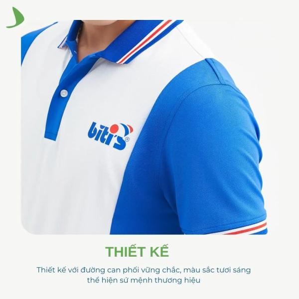 Áo polo đồng phục xanh trắng Biti’s