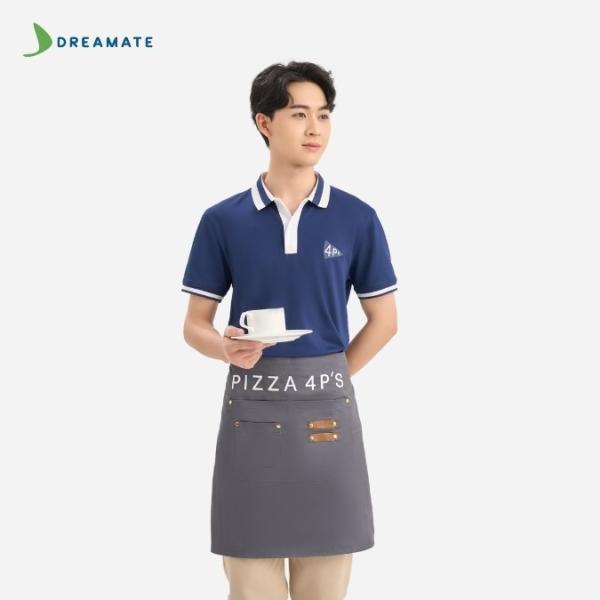 Đồng phục quán ăn Pizza 4PS xanh trắng