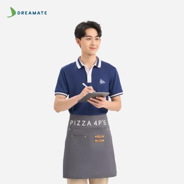 Đồng phục quán ăn Pizza 4PS xanh trắng
