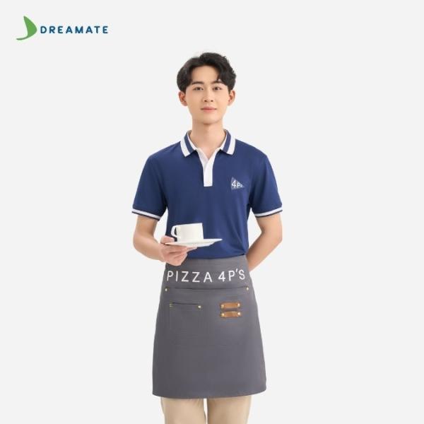 Đồng phục quán ăn Pizza 4PS xanh trắng