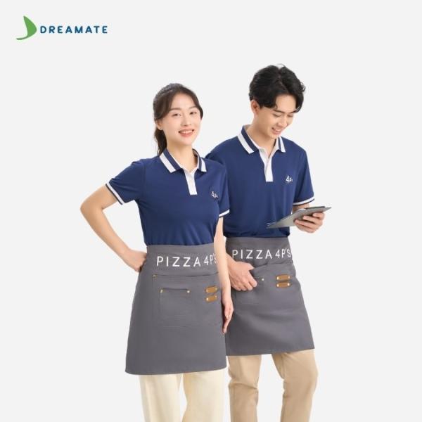 Đồng phục quán ăn Pizza 4PS xanh trắng