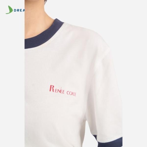 Đồng phục quán Renee Coffee trắng xanh navy
