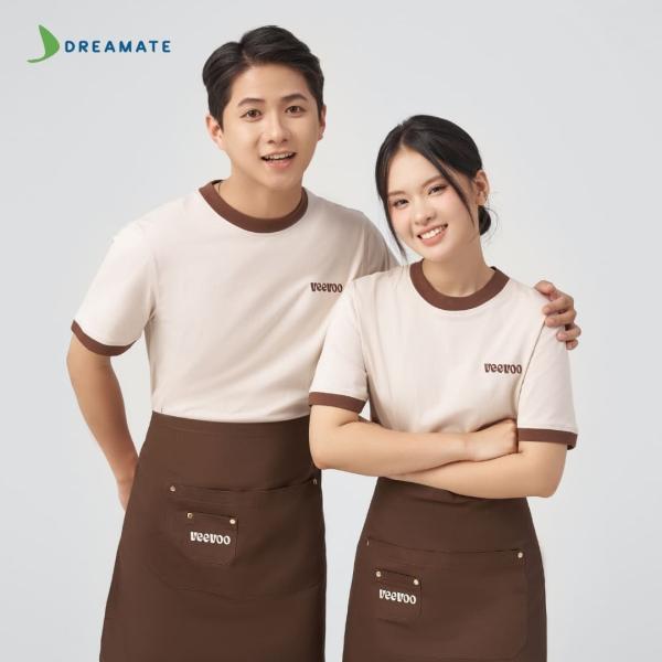 Đồng phục quán Veevoo Coffee nâu kem