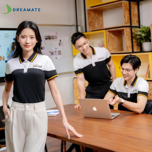Áo polo đồng phục đen trắng Ferroli