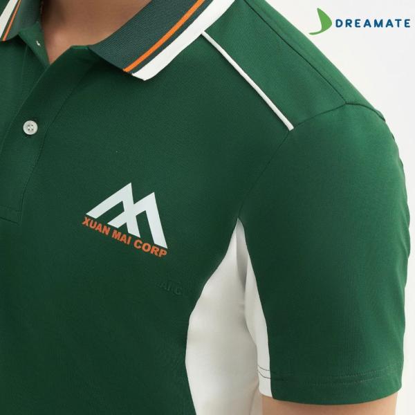 Áo polo đồng phục xanh trắng Xuân Mai Corp