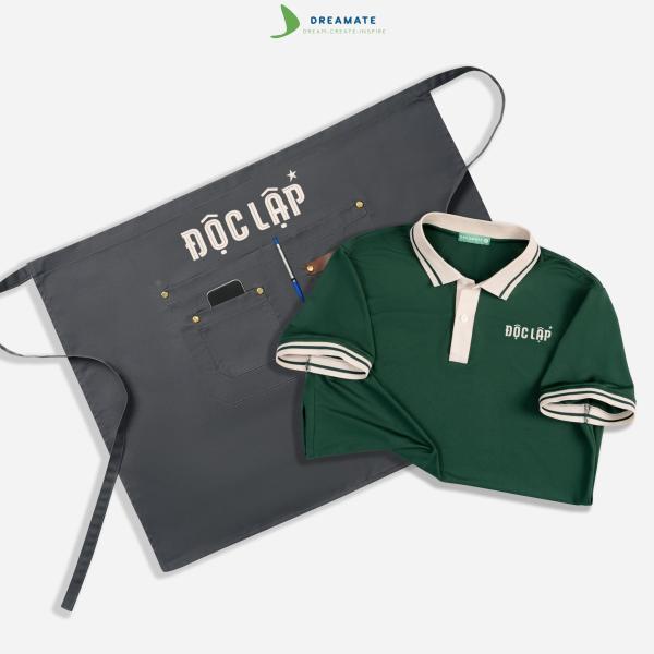 Áo polo phối cổ & tạp dề ngắn đồng phục