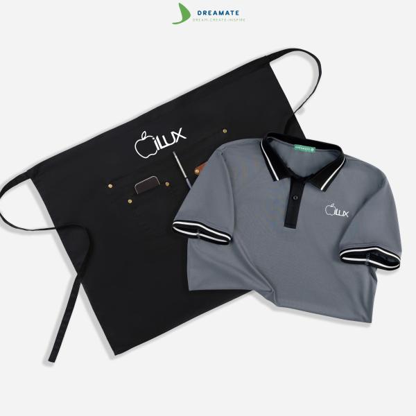 Áo polo phối cổ & tạp dề ngắn đồng phục