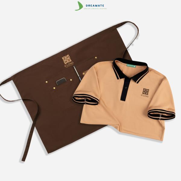 Áo polo phối cổ & tạp dề ngắn đồng phục
