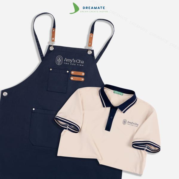 Áo polo phối cổ & tạp dề dài đồng phục